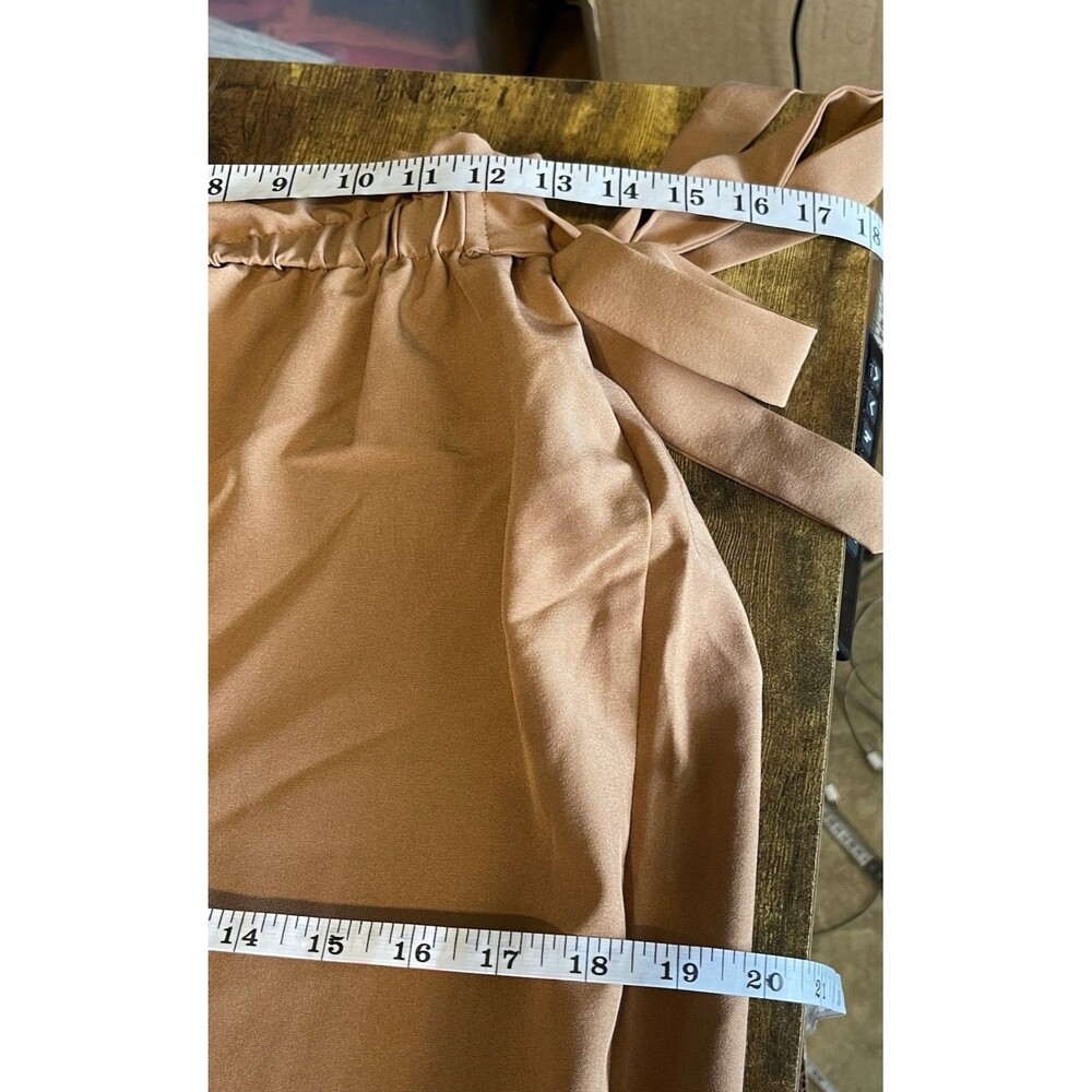 Shein Beige Paperbag Waist Jogger High Rise Pants Large Ruffle Hem Fall Winter - Picture 8 of 12